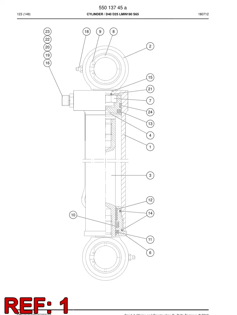 05441538 054 415 38 Tube, Cylinder - Sandvik Technical Drawing