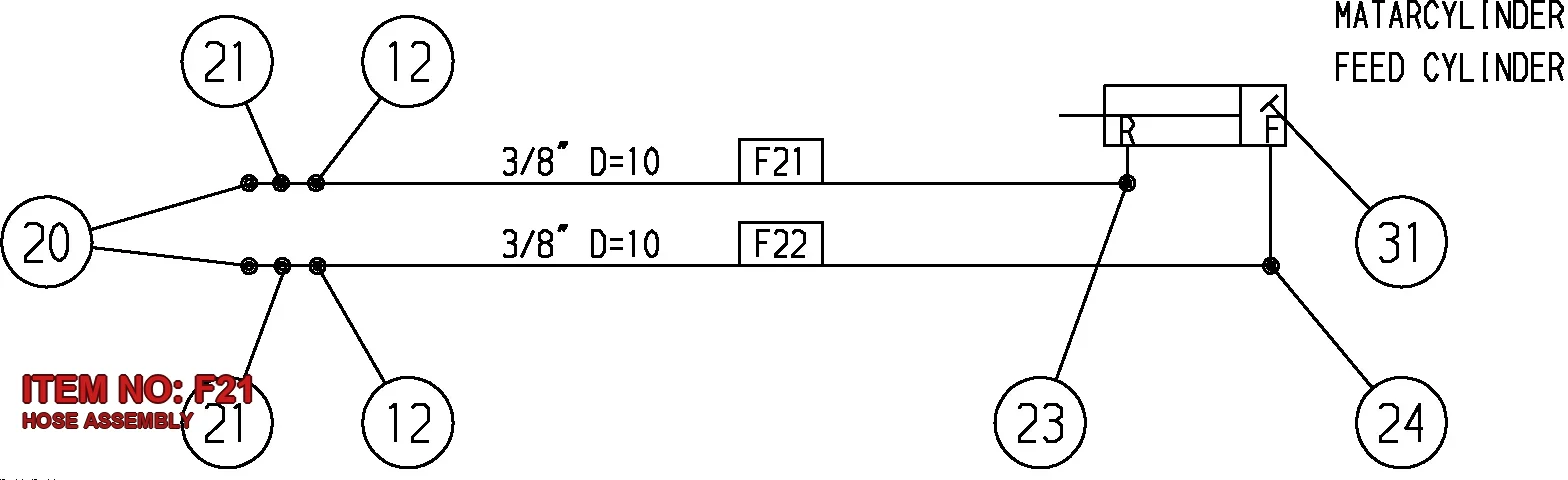 0574 1266 11 HOSE ASSEMBLY - Technical Drawing
