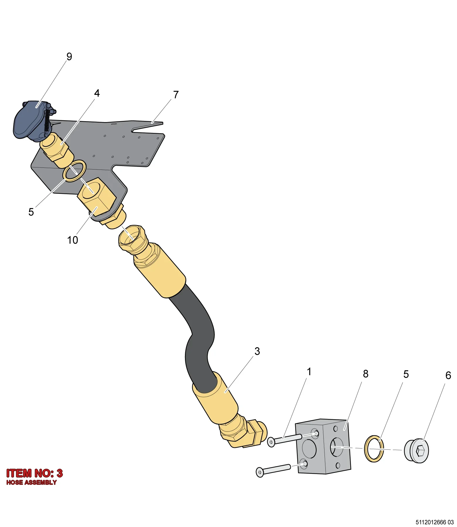 0574 2260 23 HOSE ASSEMBLY - Technical Drawing