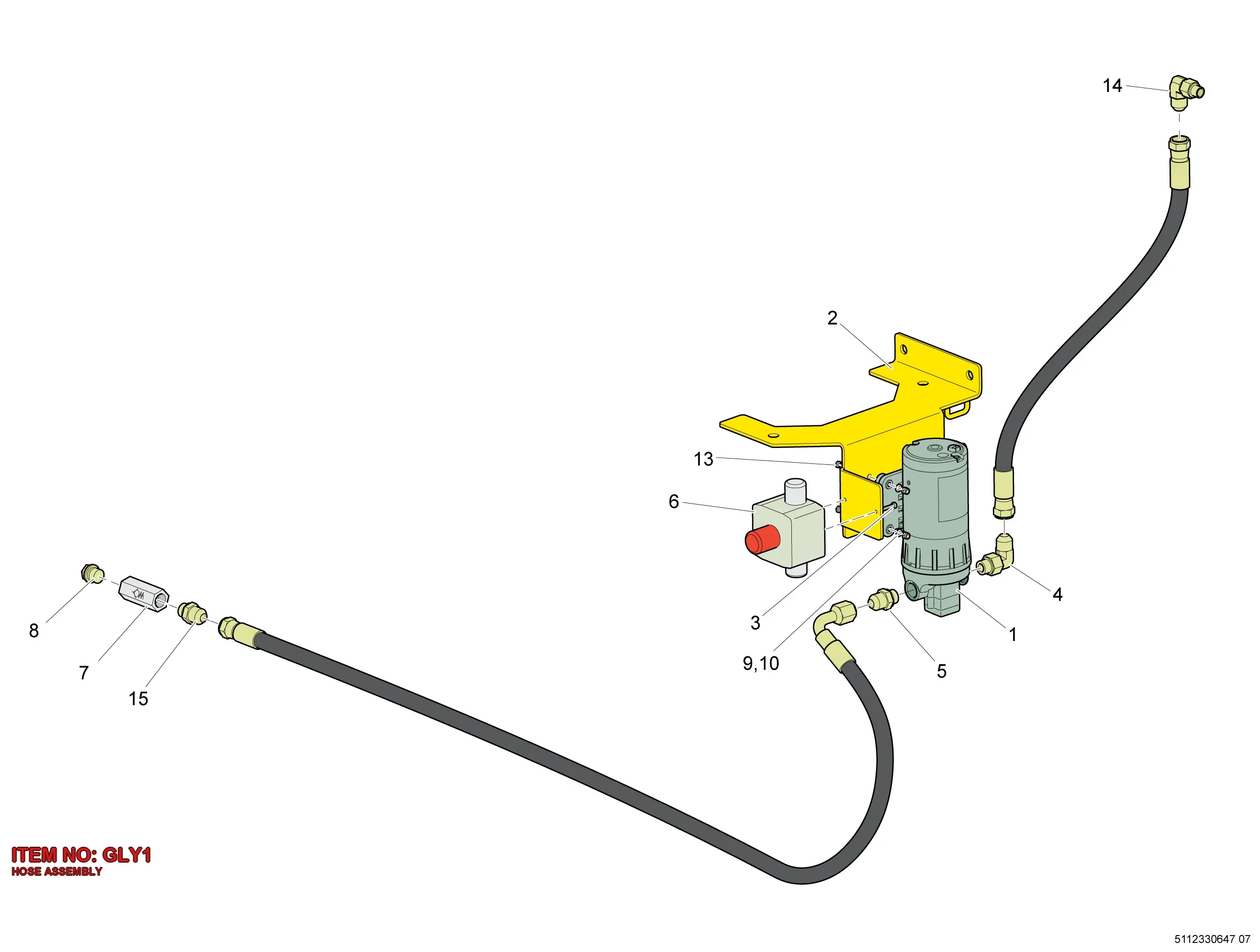 0574 3256 58 HOSE ASSEMBLY - Technical Drawing