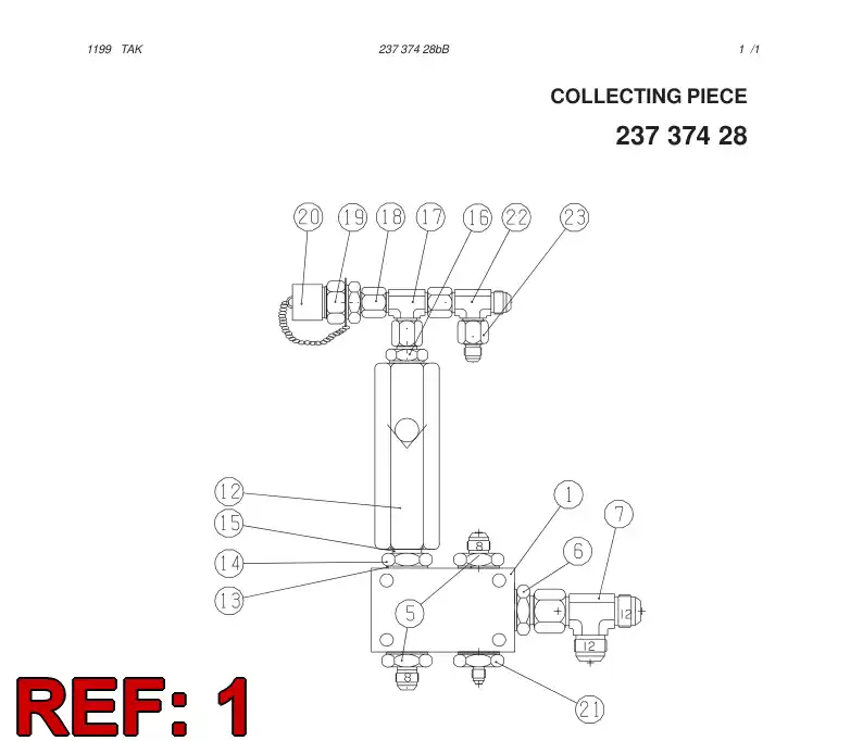05984518 059 845 18 Manifold Block - Sandvik Technical Drawing