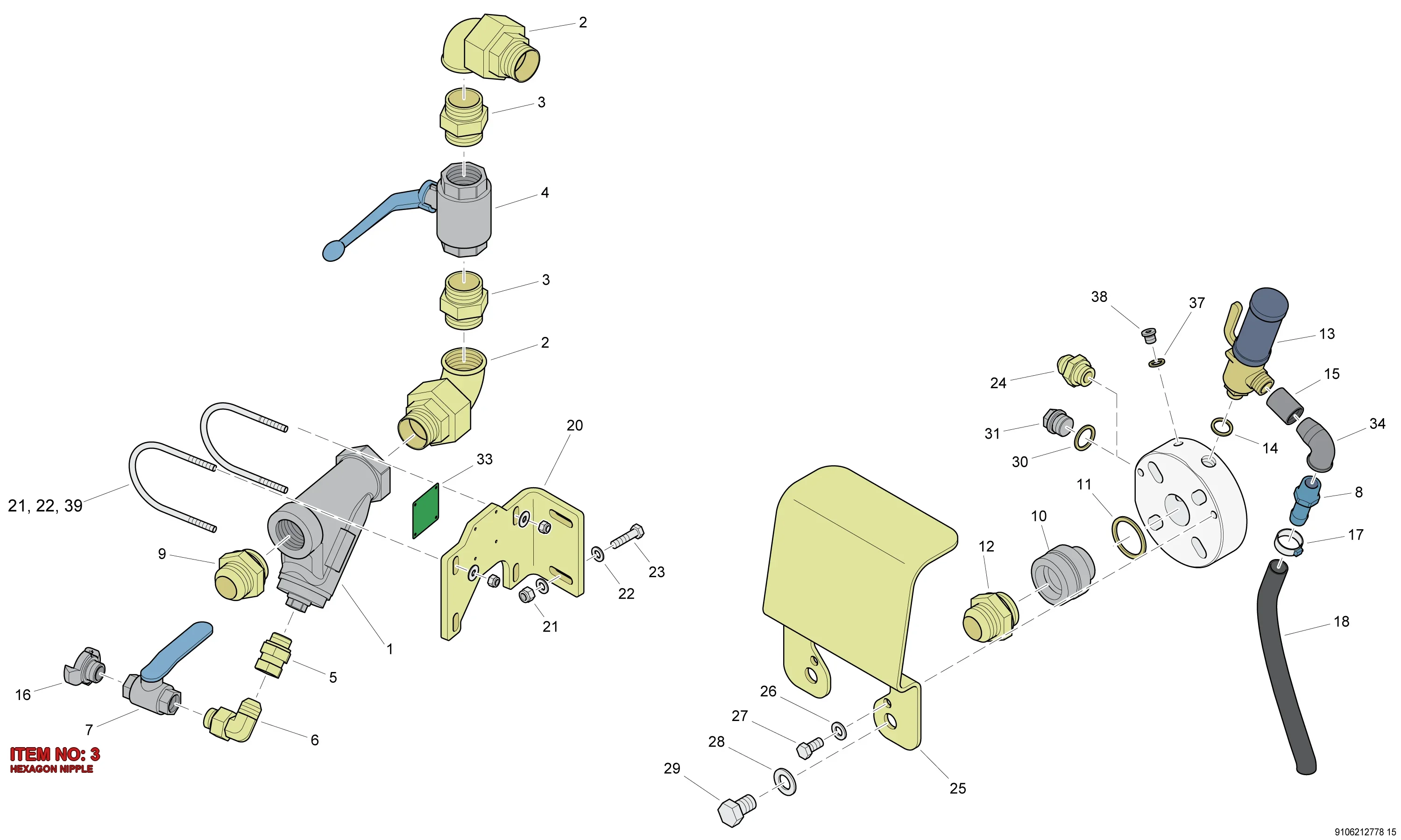 0603 4108 03 HEXAGON NIPPLE - Technical Drawing