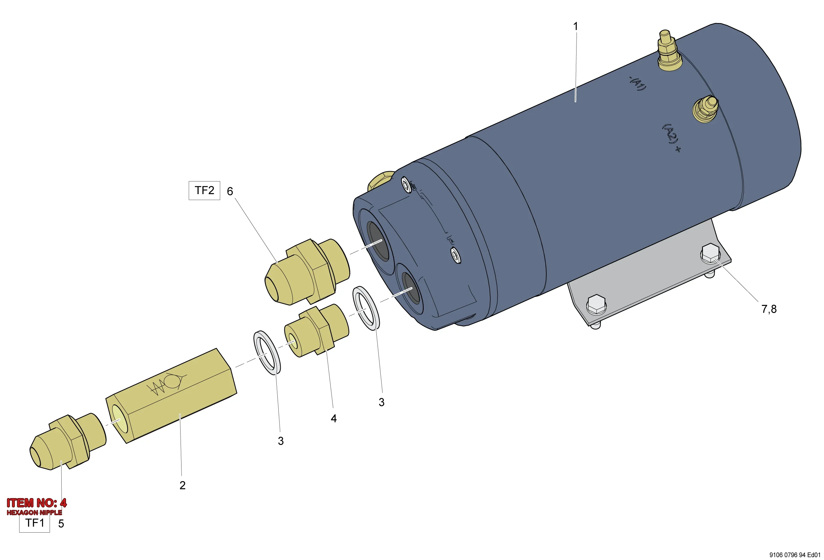 0603 4223 00 HEXAGON NIPPLE - Technical Drawing