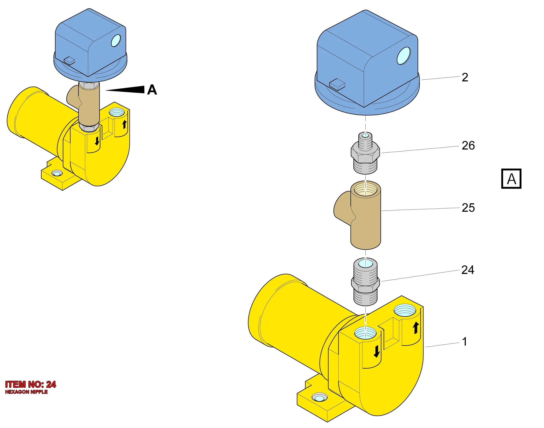 0603 4243 00 HEXAGON NIPPLE - Technical Drawing