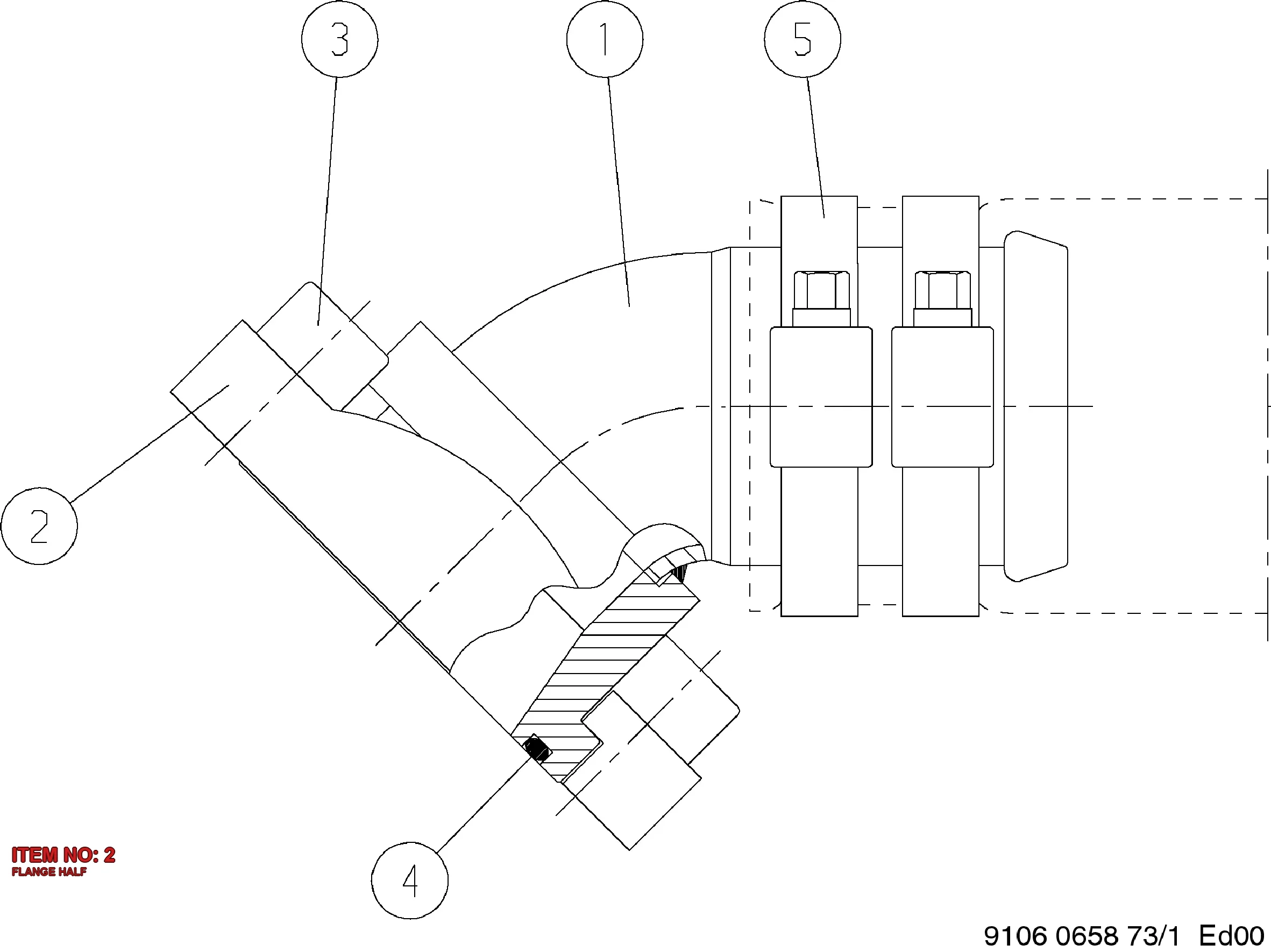 0638 0545 00 FLANGE HALF - Technical Drawing