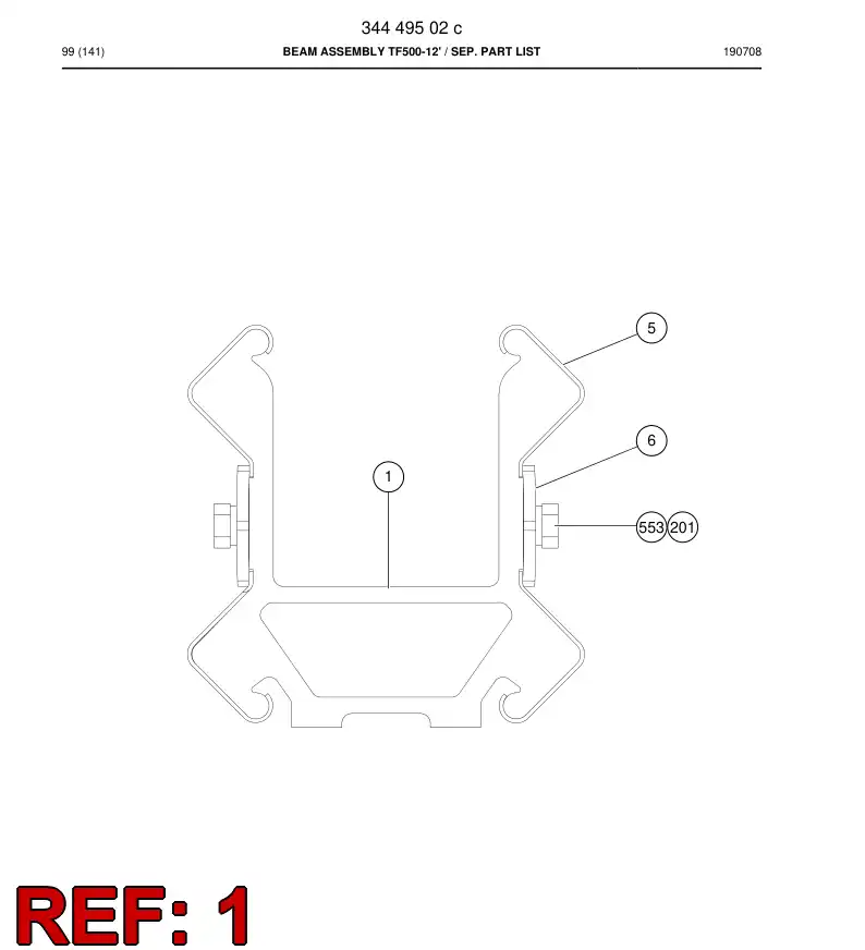 06481442b 064 814 42b BEAM 12' TF500 - Sandvik Technical Drawing