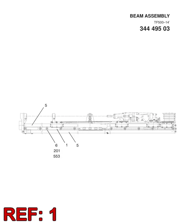 06481444 064 814 44 BEAM 14' TF500 - Sandvik Technical Drawing