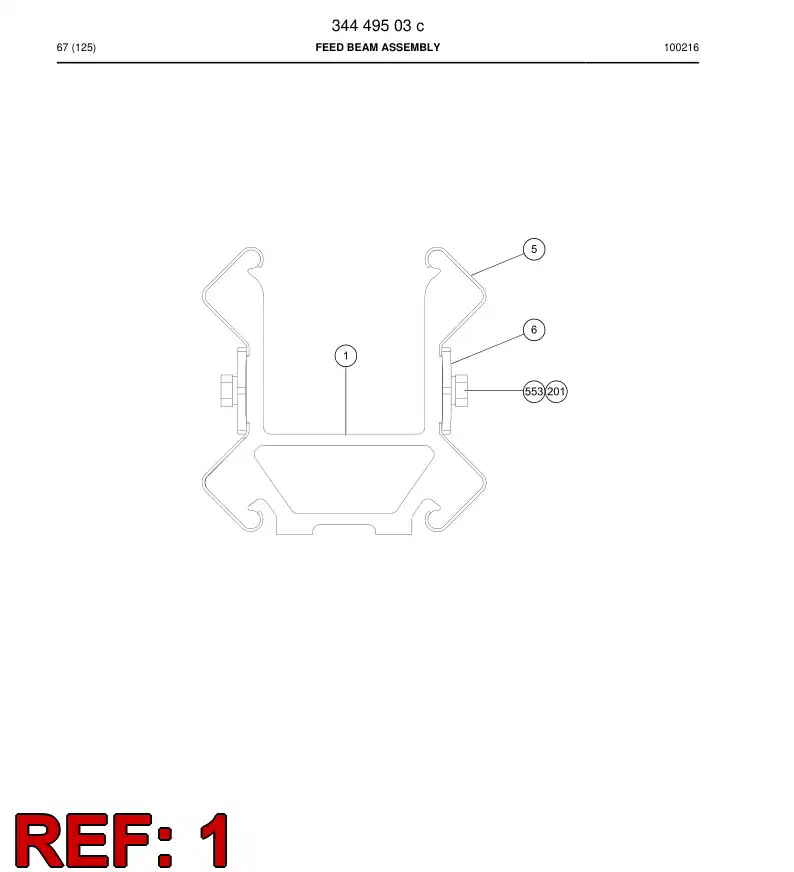 06481444a 064 814 44a BEAM 14' TF500 - Sandvik Technical Drawing