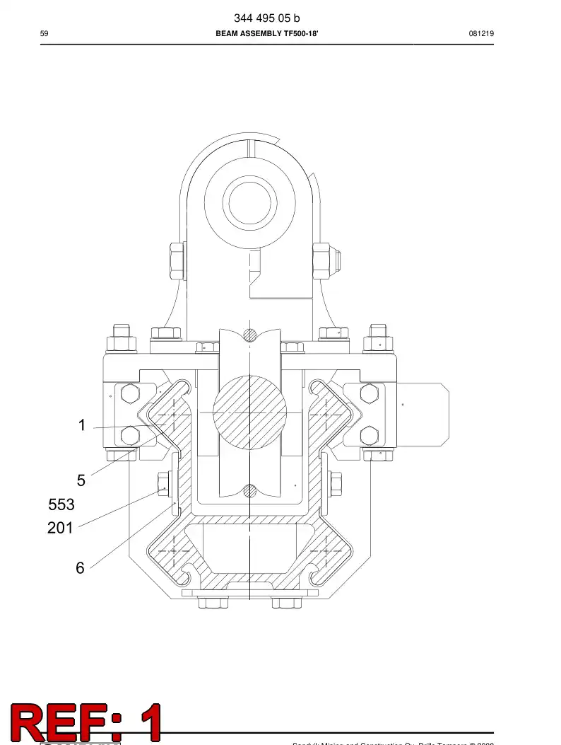 06481578a 064 815 78a BEAM 18' TF500 - Sandvik Technical Drawing