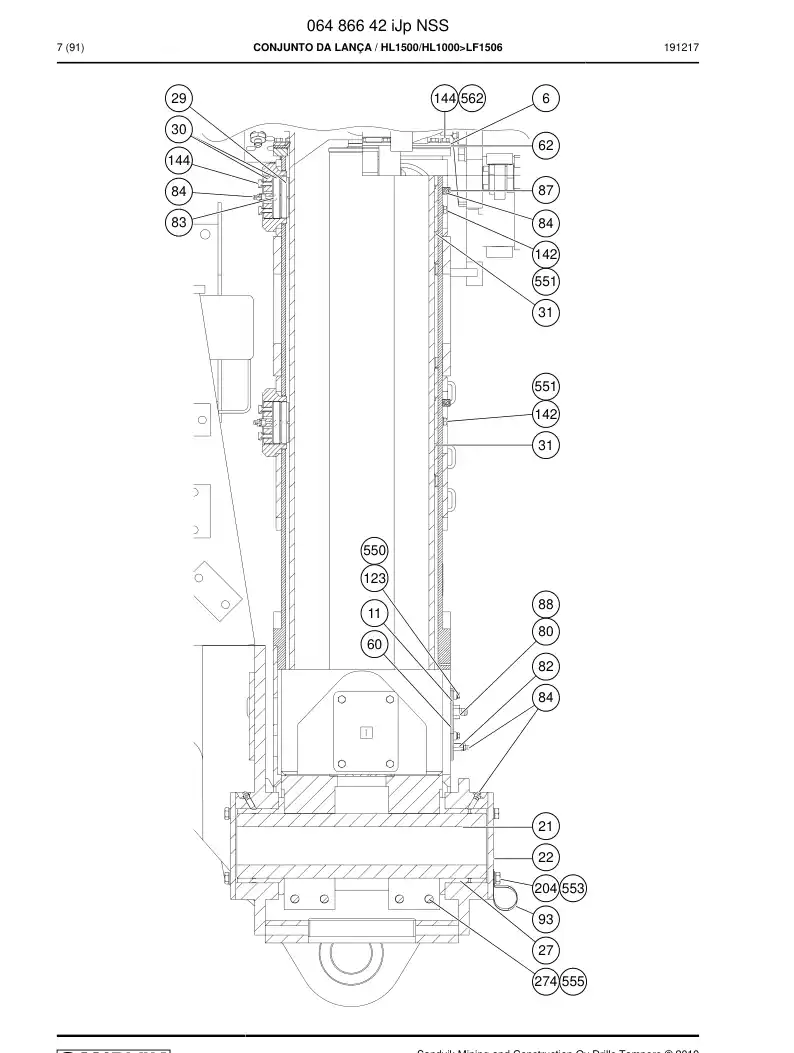 06486642i 064 866 42i Boom Assembly - Sandvik Technical Drawing
