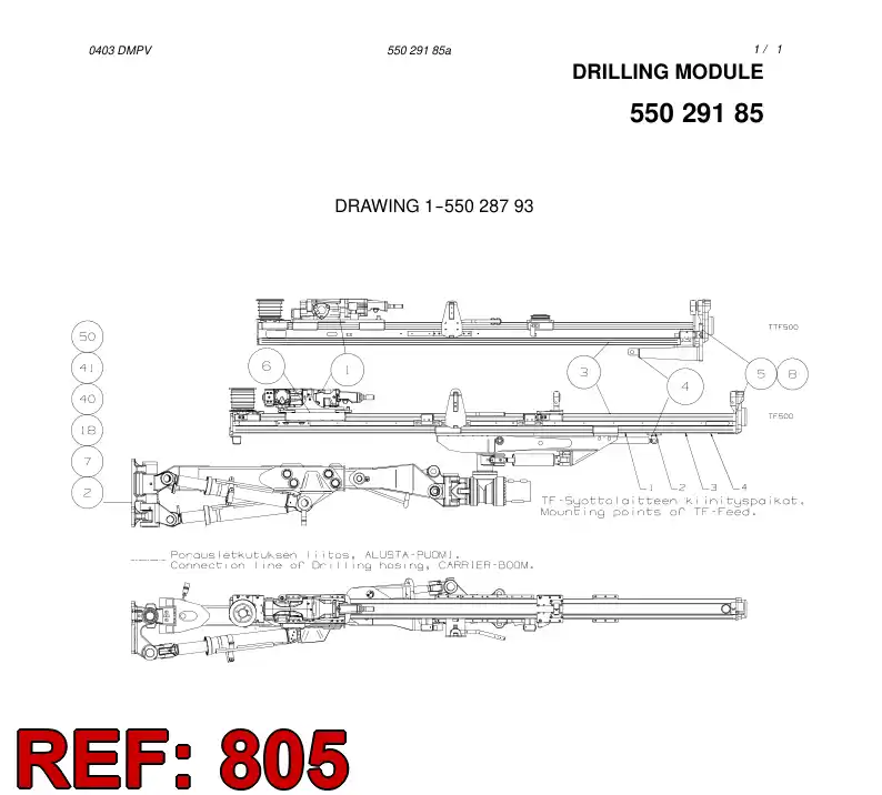 06487781 064 877 81 BOOM'S HYDR.CIRCUIT - Sandvik Technical Drawing