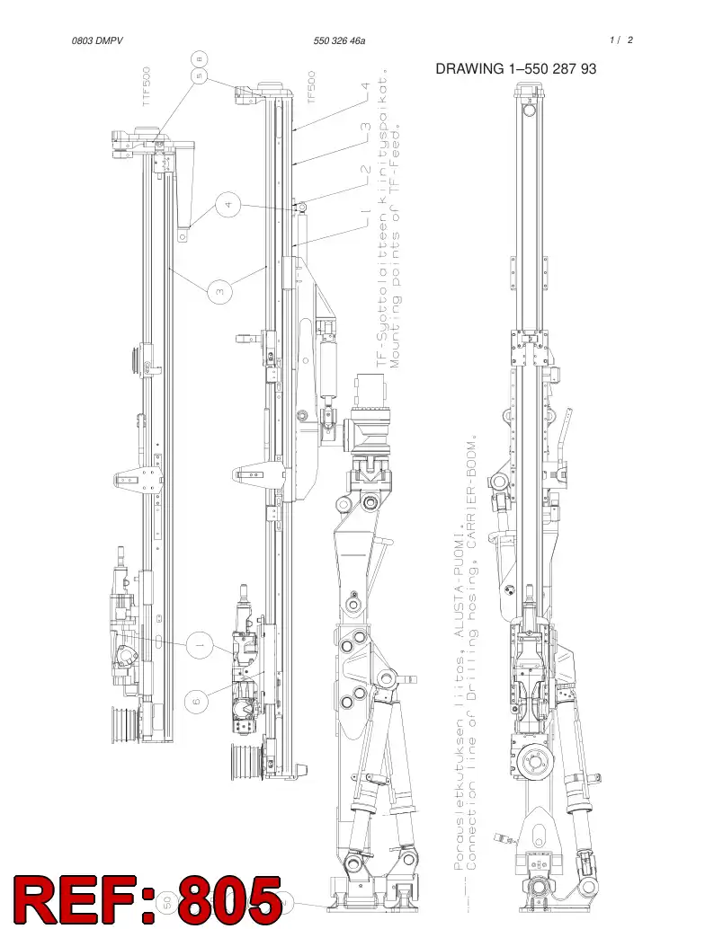 06487782 064 877 82 BOOM'S HYDR.CIRCUIT - Sandvik Technical Drawing