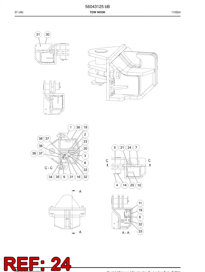 06530574 065 305 74 Hexagon head bolt (half thread) - Sandvik Technical Drawing