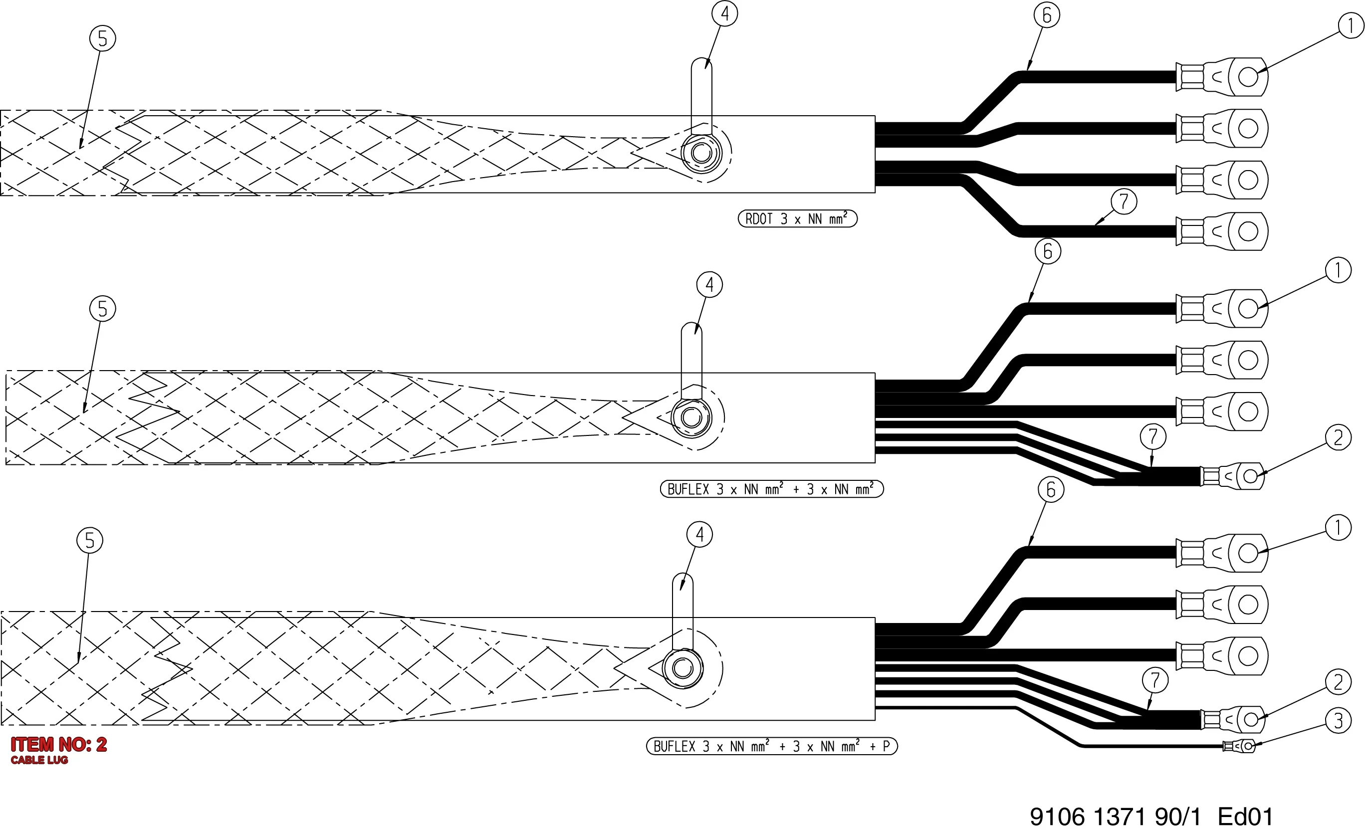 0694 5110 26 CABLE LUG - Technical Drawing