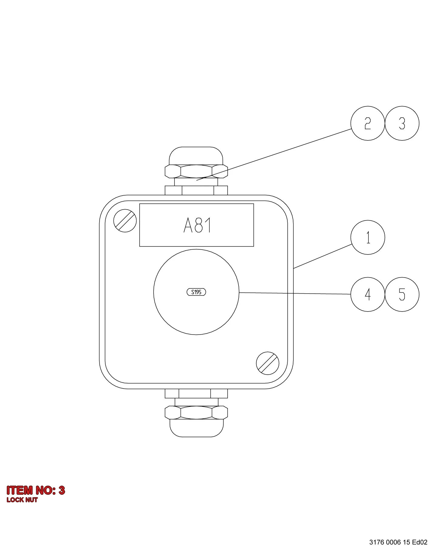 0697 9809 14 LOCK NUT - Technical Drawing