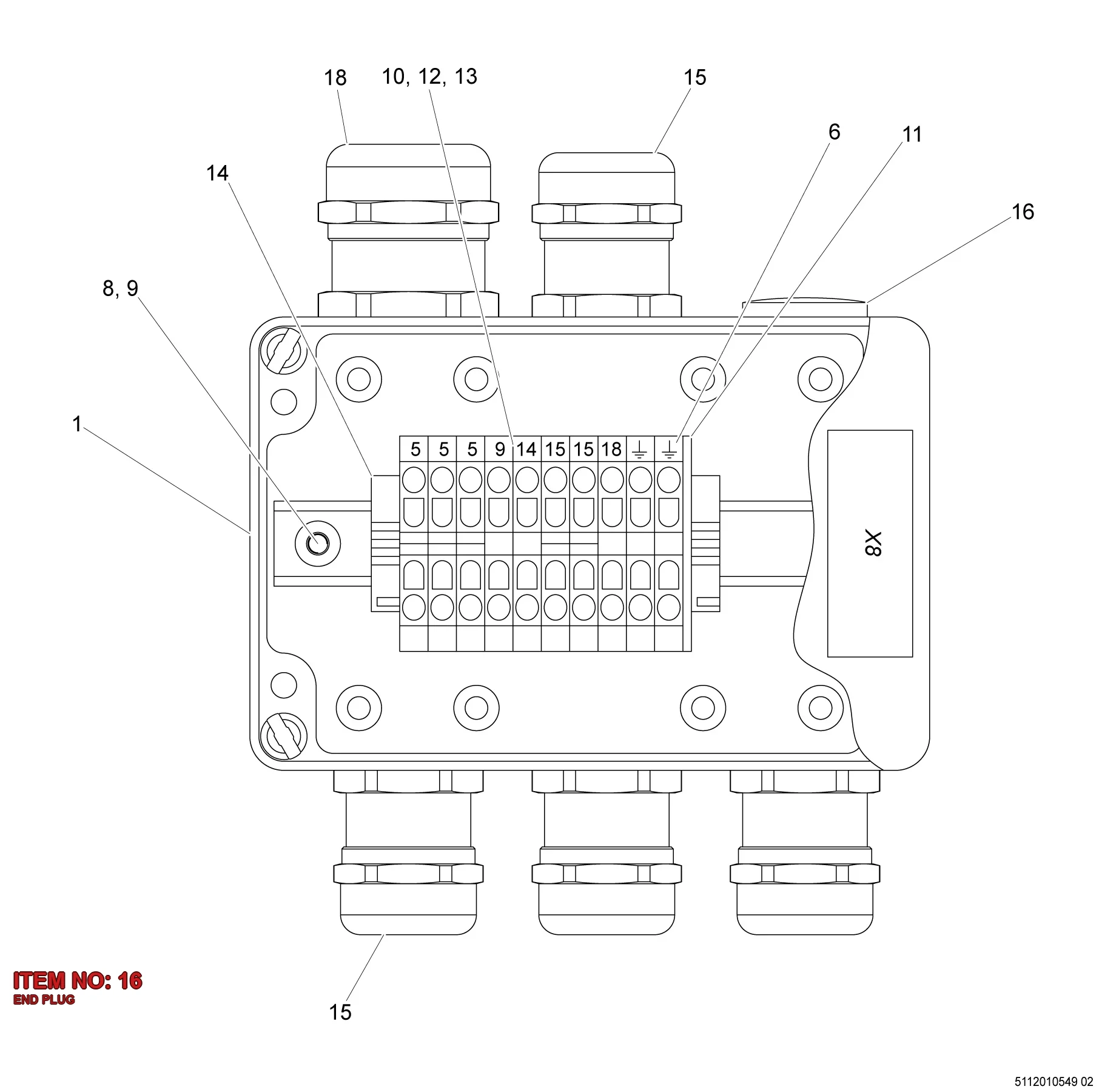 0697 9810 54 END PLUG - Technical Drawing