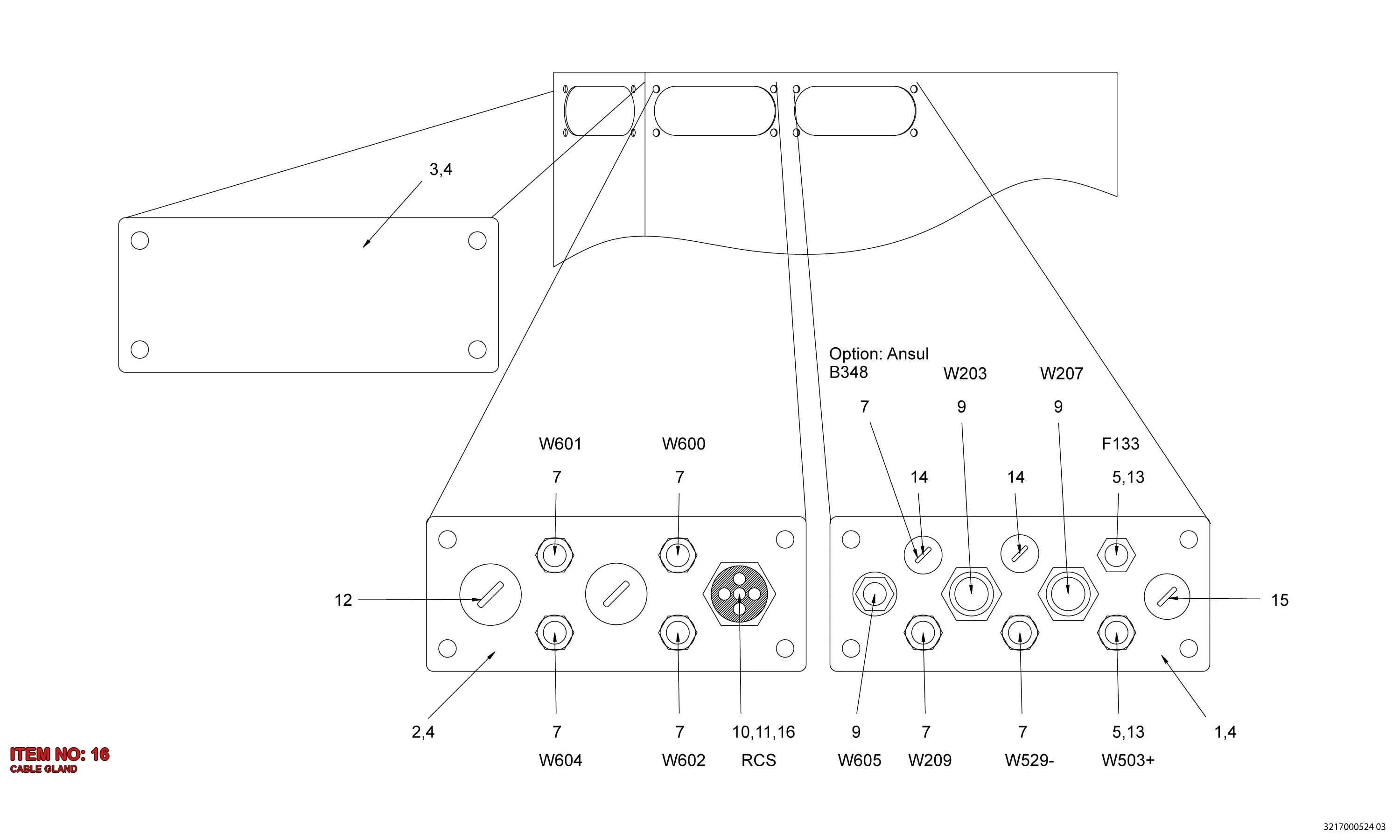 0698 5141 42 CABLE GLAND - Technical Drawing