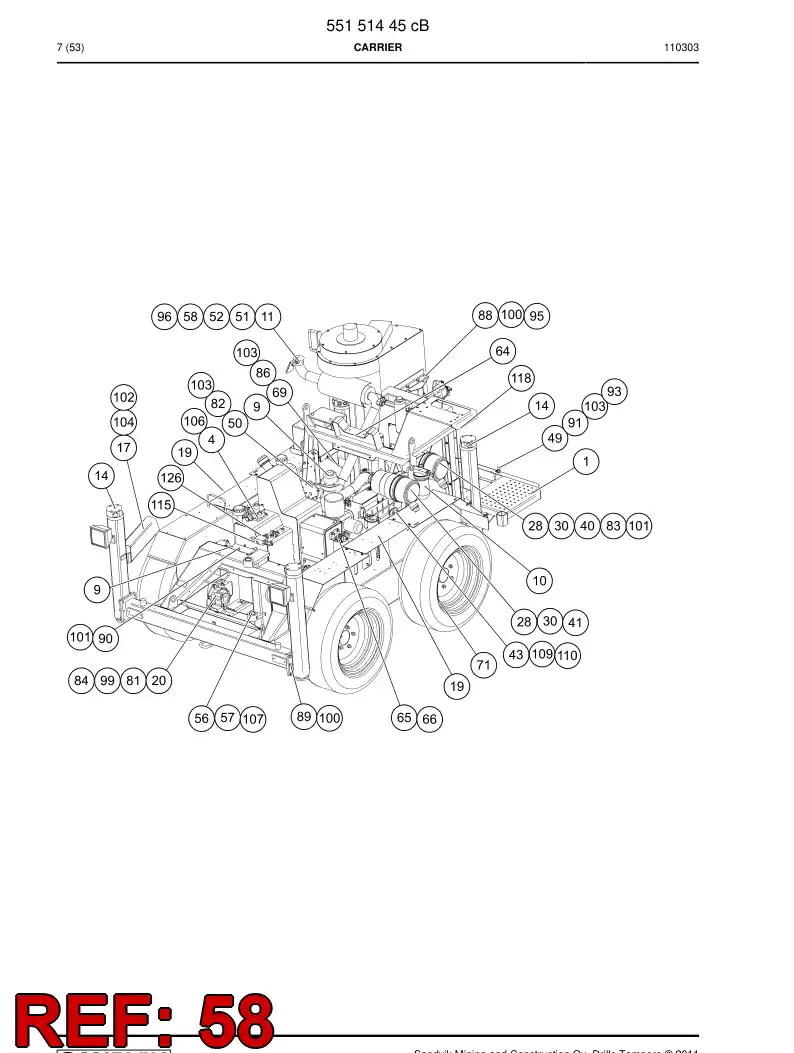 07615462a 076 154 62a Hose clamp - Sandvik Technical Drawing