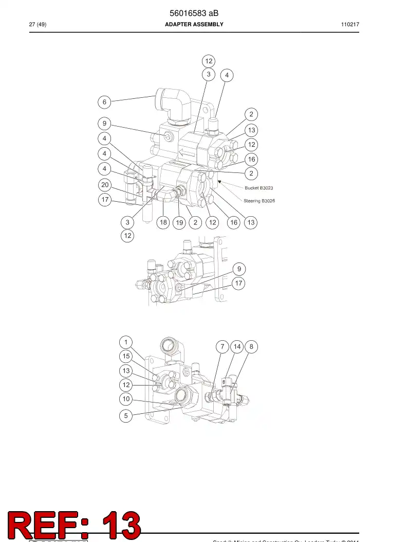 07615527 076 155 27 Mounting piece - Sandvik Technical Drawing
