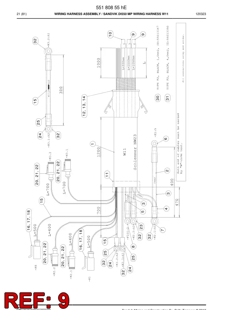 08000188 080 001 88 Bushing, Terminal - Sandvik Technical Drawing
