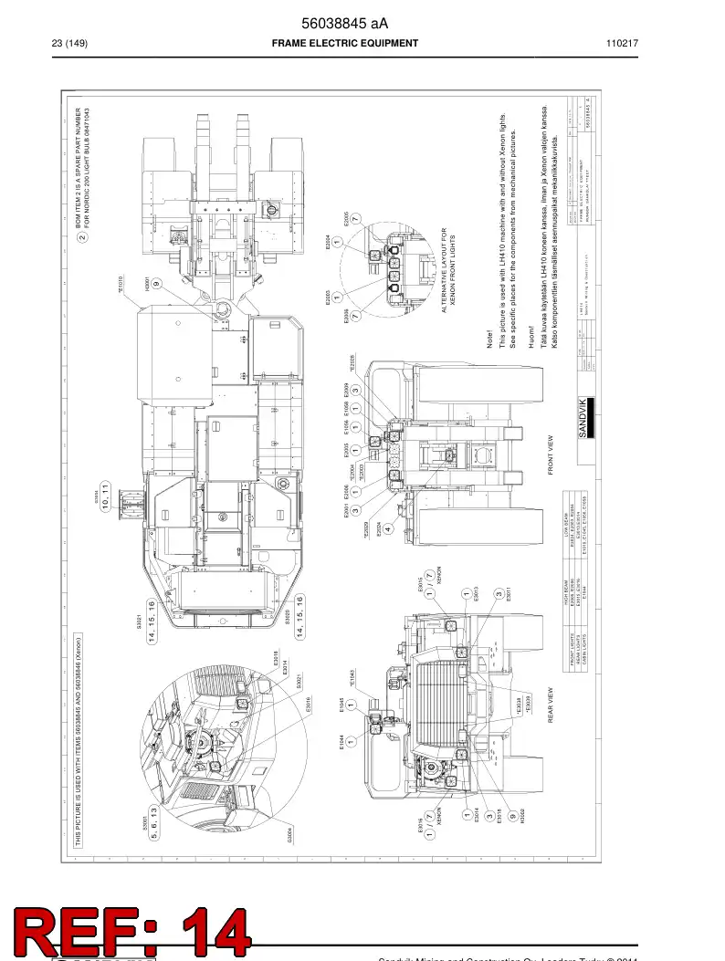 08001150 080 011 50 Button, Emergency Stop - Sandvik Technical Drawing