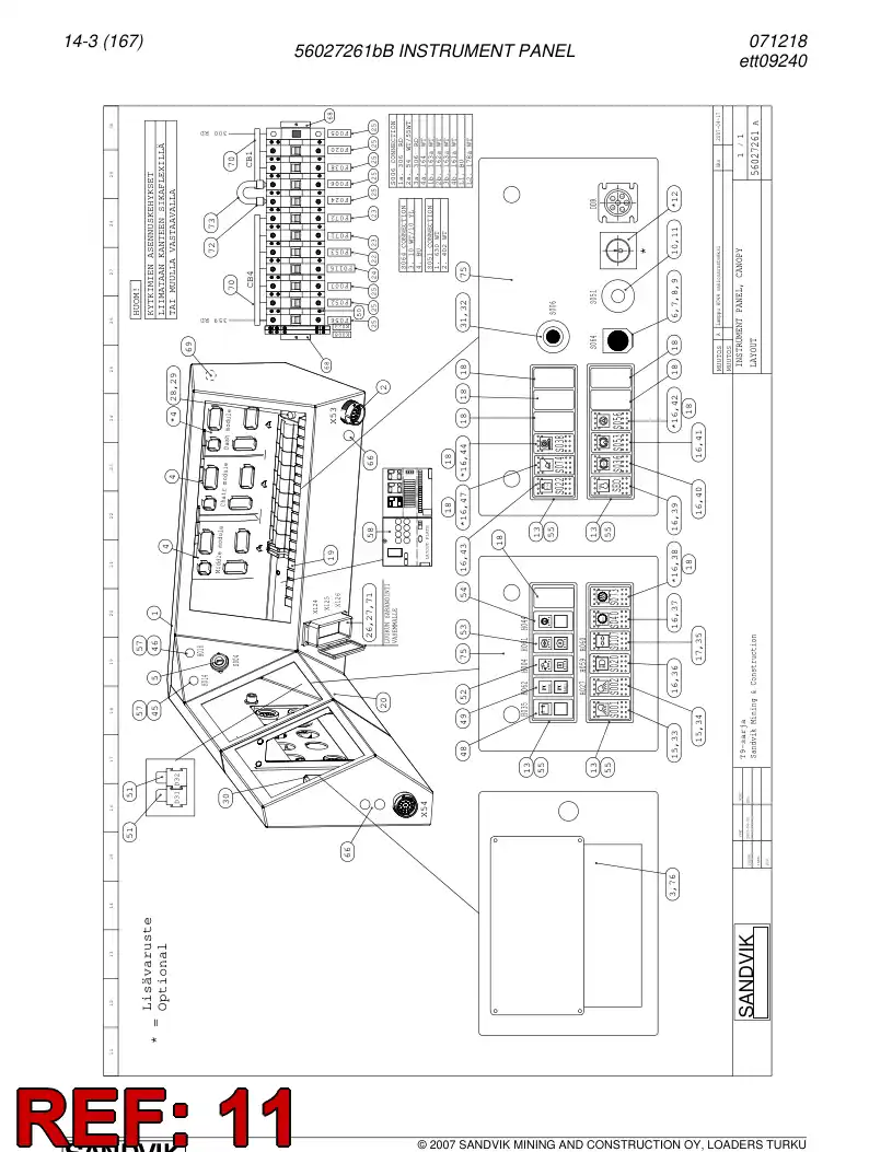 08001162 080 011 62 Switch body (Contact block) - Sandvik Technical Drawing
