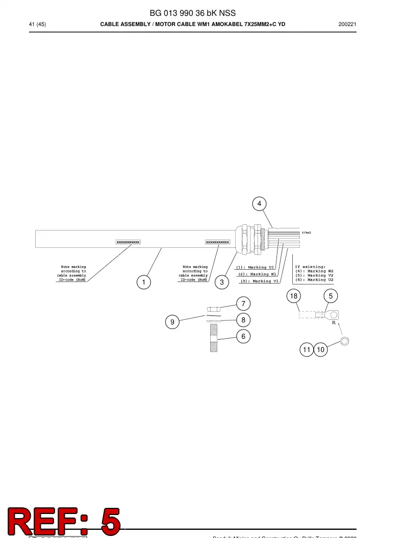 08001843d 080 018 43d Terminal, Cable - Sandvik Technical Drawing
