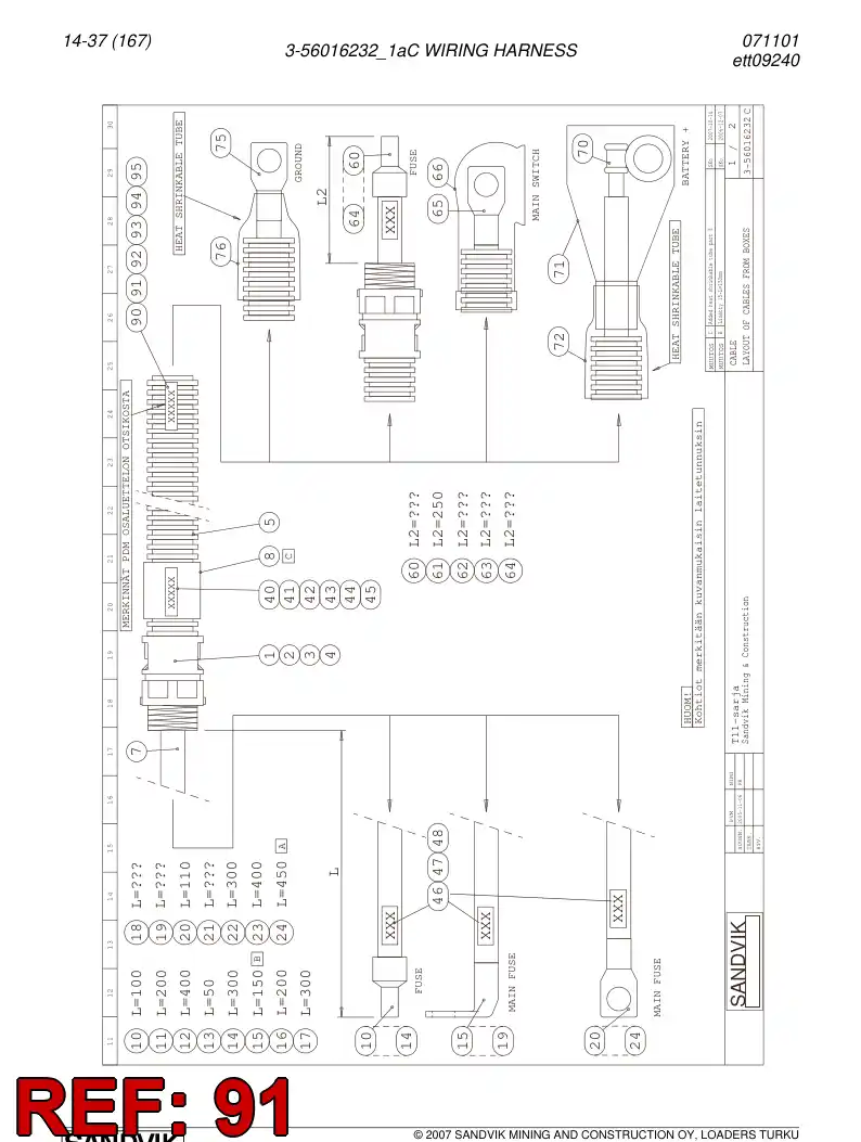 08001860 080 018 60 Wire label - Sandvik Technical Drawing
