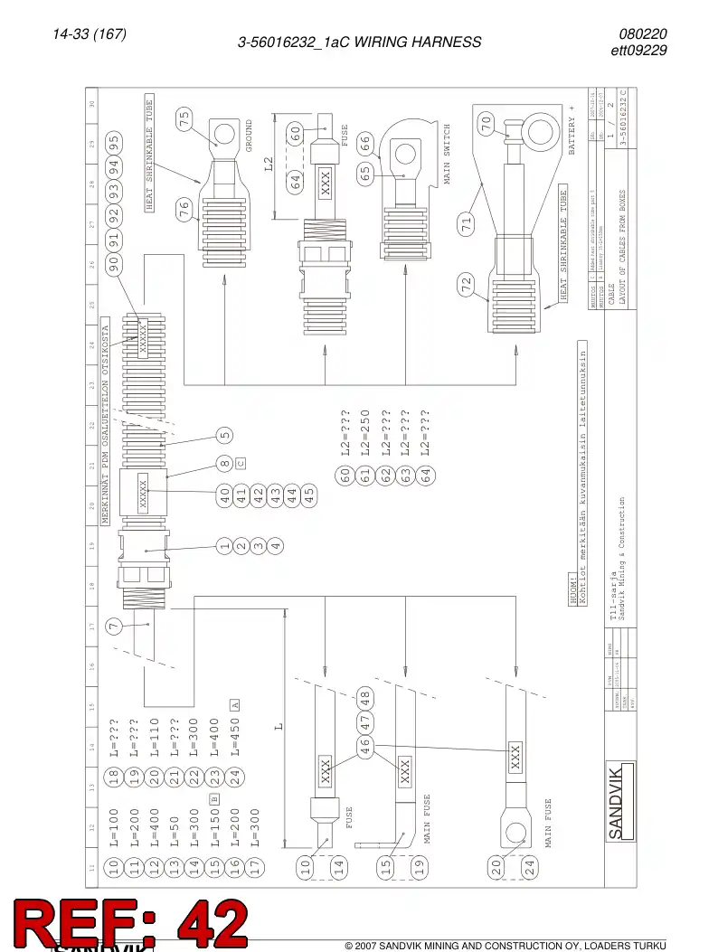 08001866 080 018 66 Wire label - Sandvik Technical Drawing