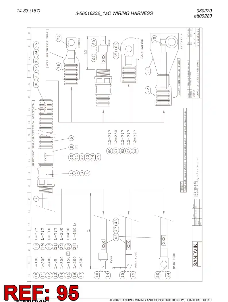 08001892 080 018 92 Wire label - Sandvik Technical Drawing