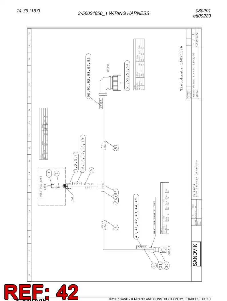 08001899 080 018 99 Wire label - Sandvik Technical Drawing