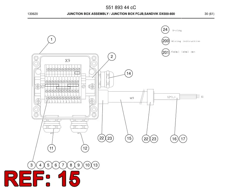 08001995a 080 019 95a Plastic conduits for cable - Sandvik Technical Drawing