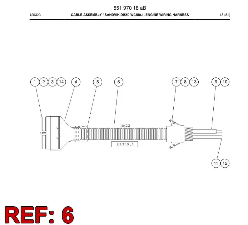 08001996 080 019 96 Plastic conduits for cable - Sandvik Technical Drawing
