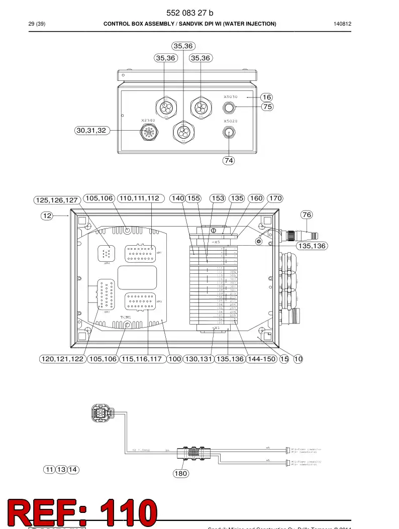 08002461a 080 024 61a Connector, Rectangular - Sandvik Technical Drawing