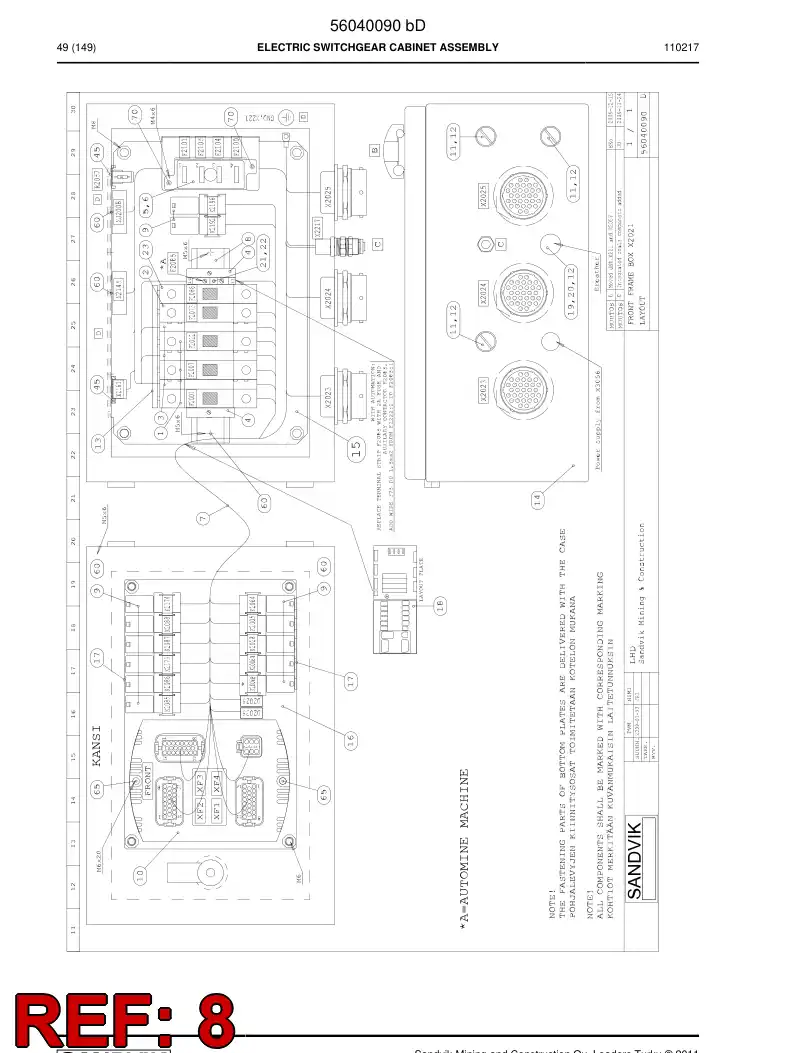 08003271 080 032 71 Rail, Mounting - Sandvik Technical Drawing