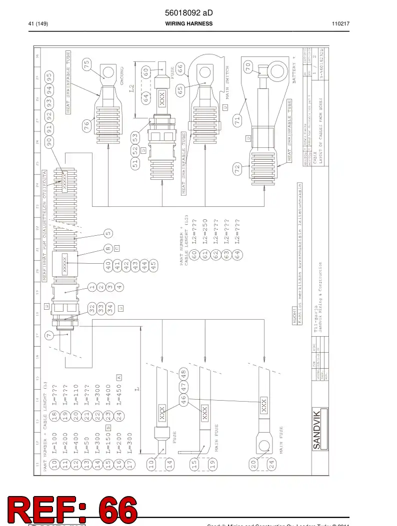 08003919 080 039 19 Cover rubber - Sandvik Technical Drawing