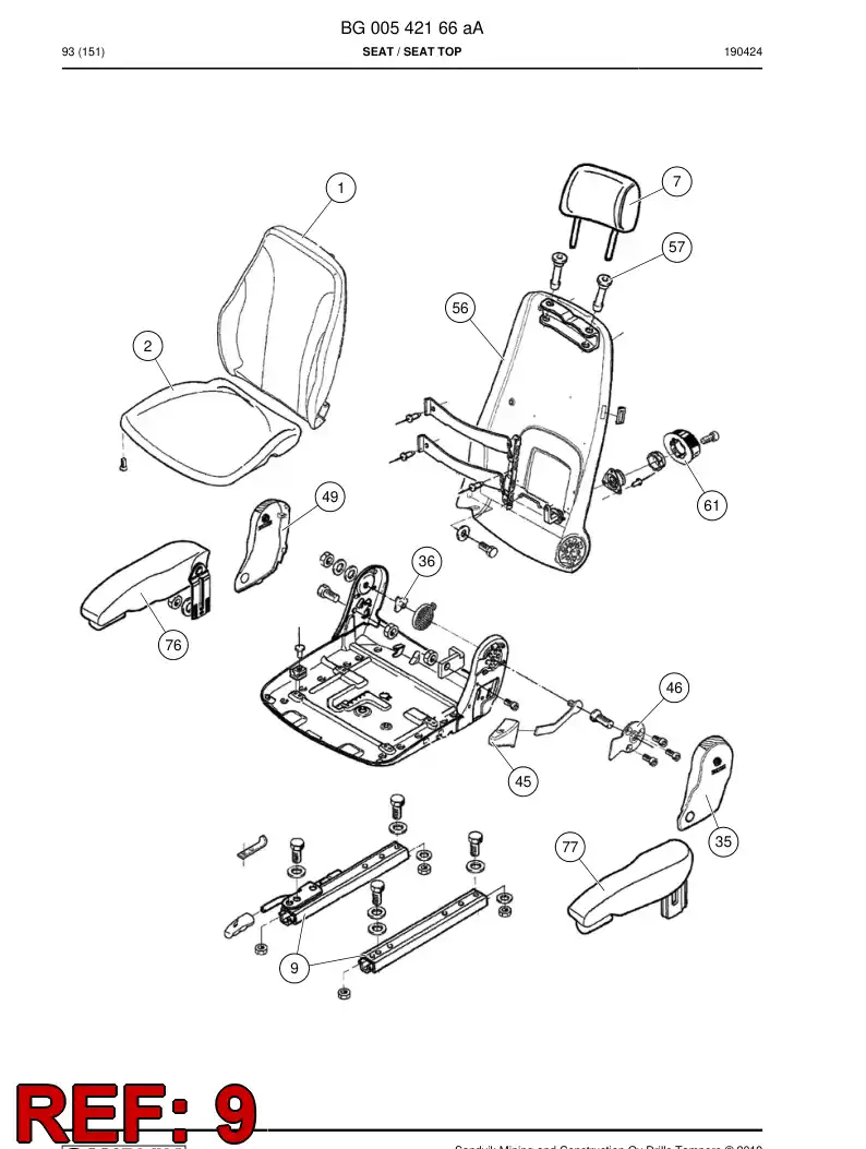 08900918 089 009 18 Rail, Slide - Sandvik Technical Drawing