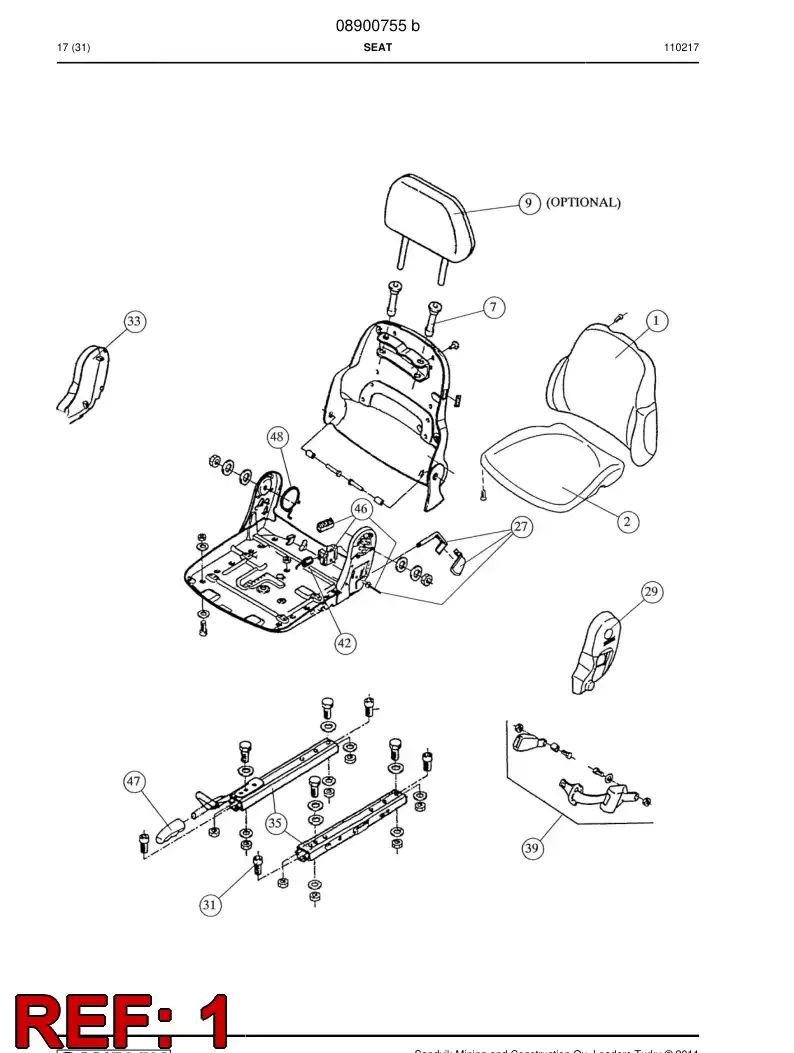 08900966 089 009 66 Back rest - Sandvik Technical Drawing