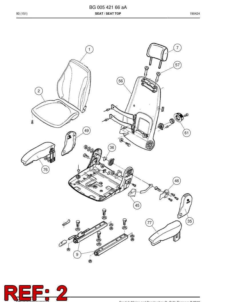 08900967 089 009 67 Seat - Sandvik Technical Drawing