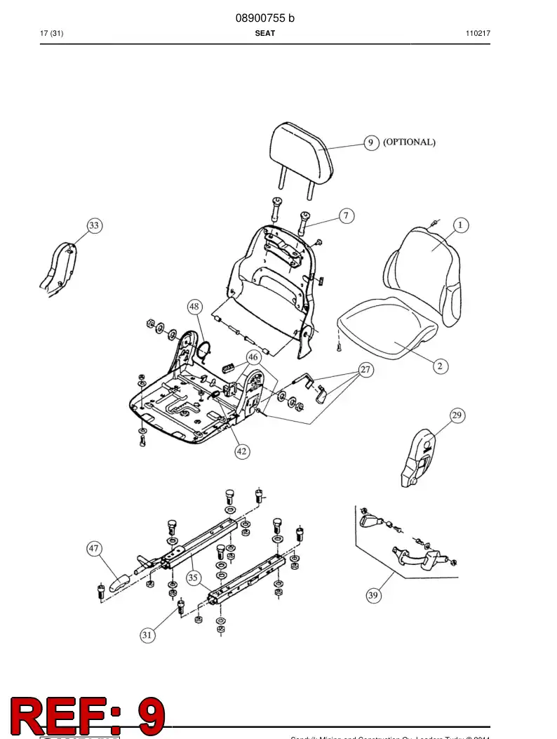 08900968 089 009 68 Back rest - Sandvik Technical Drawing