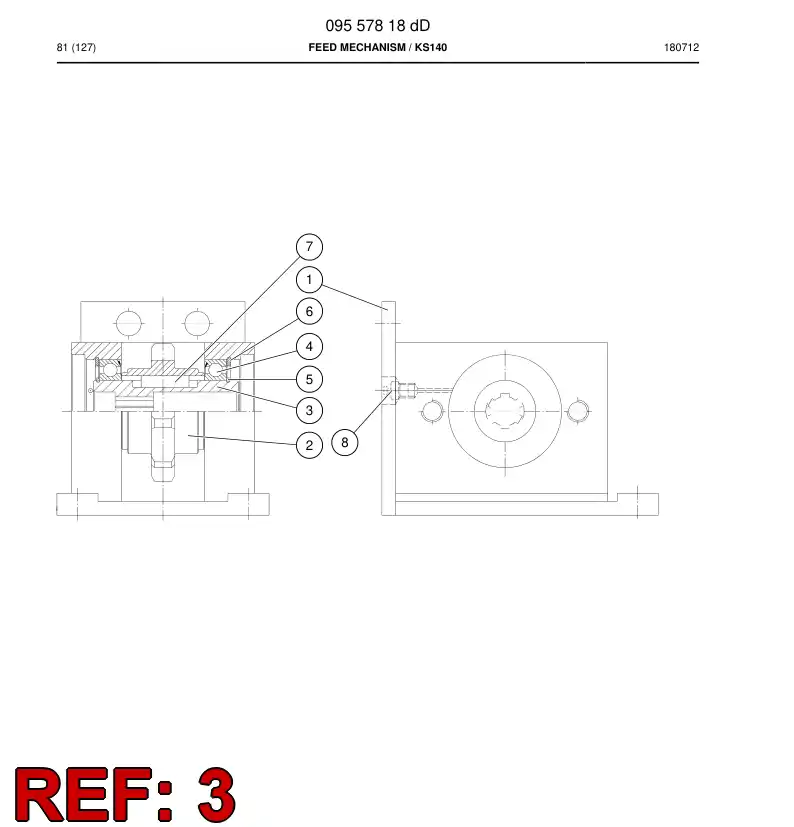 09048038a 090 480 38a Axle, Drive - Sandvik Technical Drawing