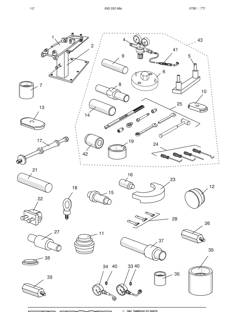 09335268a 093 352 68a SPECIAL TOOLS FOR HYDR.ROCK DR - Sandvik Technical Drawing