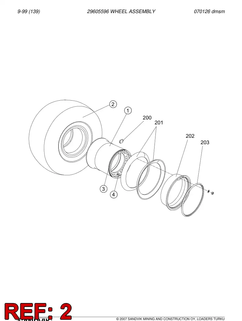 09350977 093 509 77 Tyre - Sandvik Technical Drawing