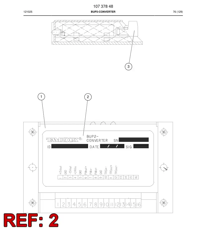 09419258 094 192 58 BUP2-CONVERTER TYPE PLATE - Sandvik Technical Drawing