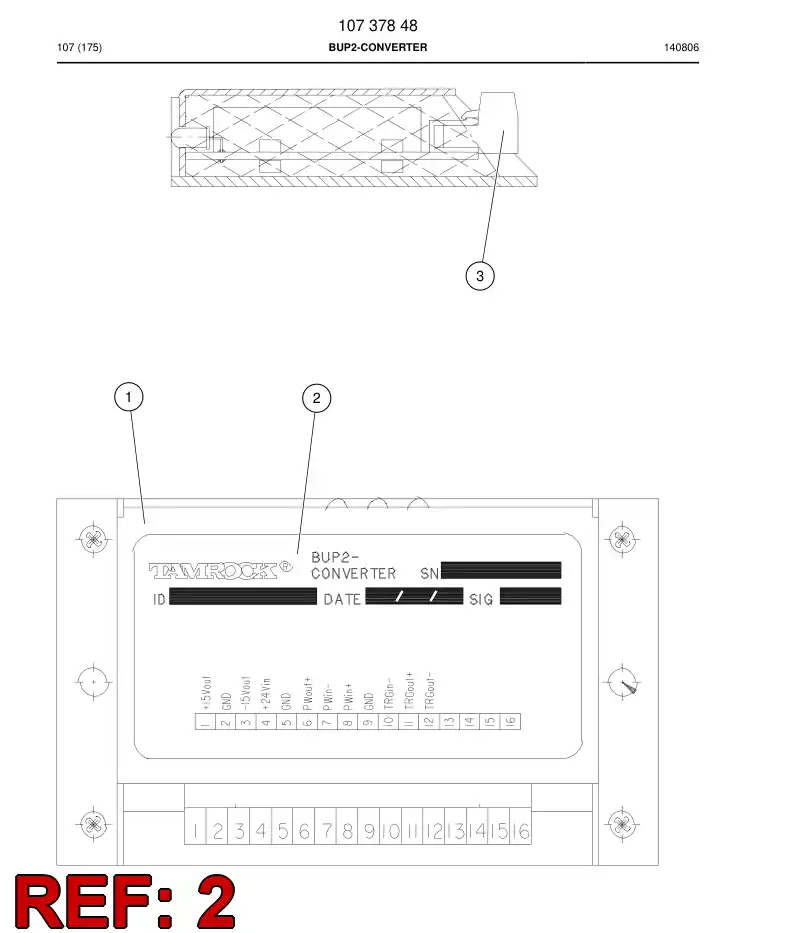 09419258b 094 192 58b BUP2-CONVERTER TYPE PLATE - Sandvik Technical Drawing