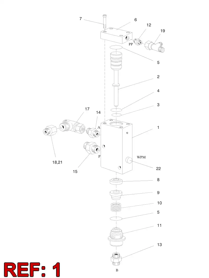09550318 095 503 18 Manifold Body, Valve - Sandvik Technical Drawing