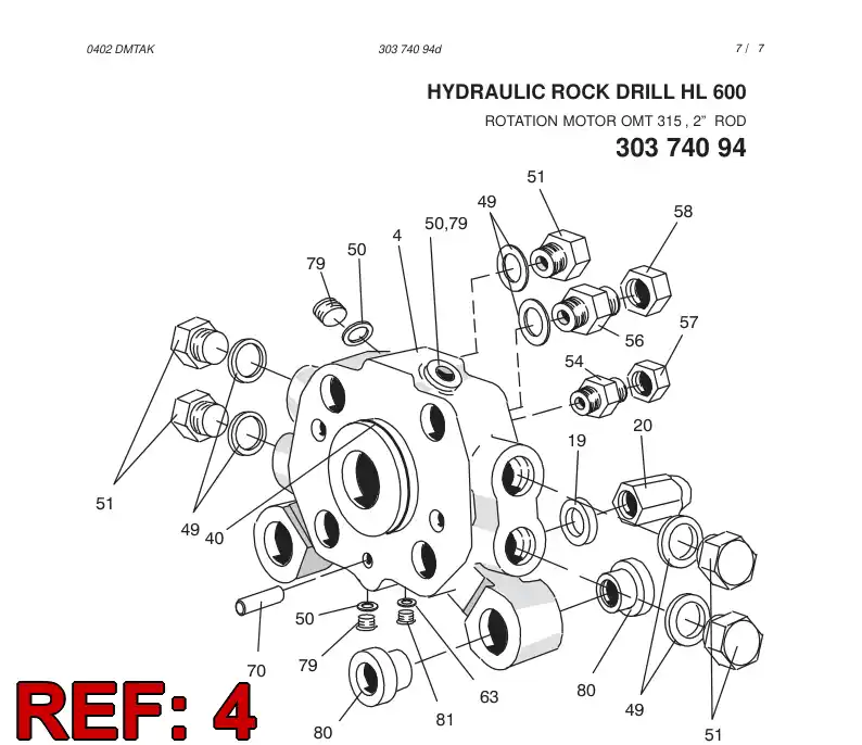 09990921 099 909 21 REAR COVER ASSY - Sandvik Technical Drawing
