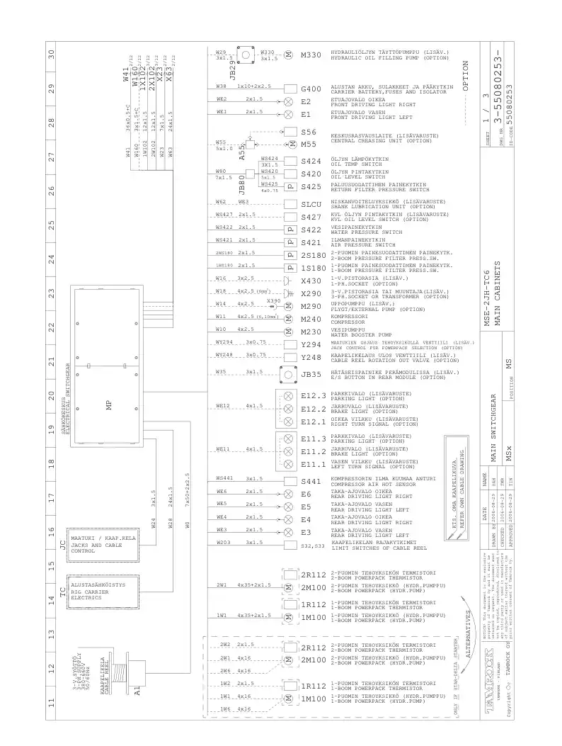 10109824 101 098 24 CONNECTION CABLE 24-PIN - Sandvik Technical Drawing