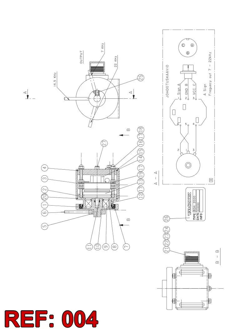 10153408 101 534 08 LOWER END, BOOM DIR. SENSOR - Sandvik Technical Drawing