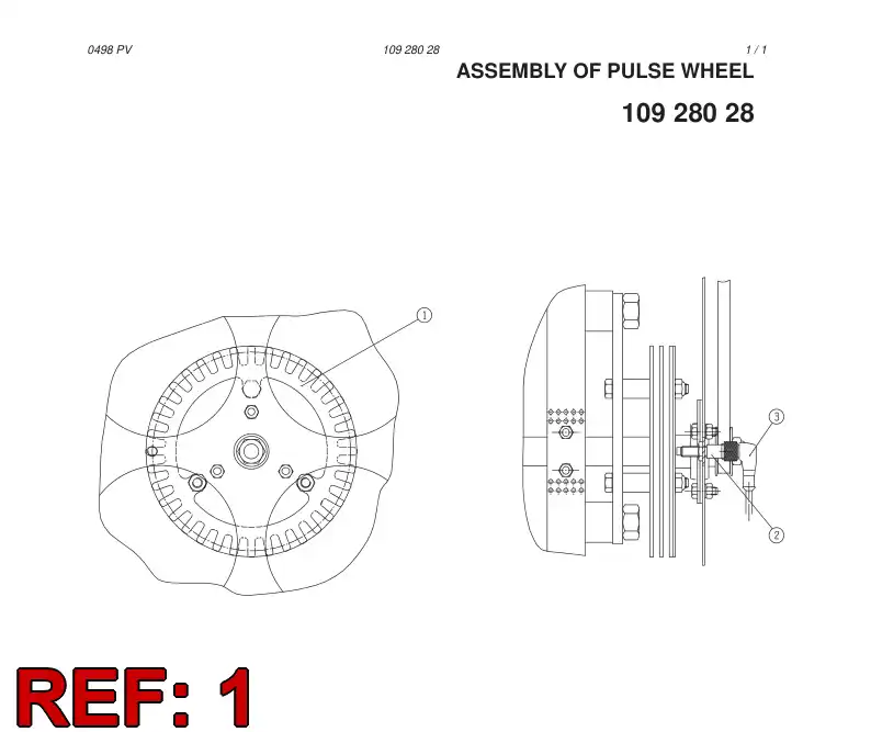 10566498 105 664 98 PULSE WHEEL - Sandvik Technical Drawing